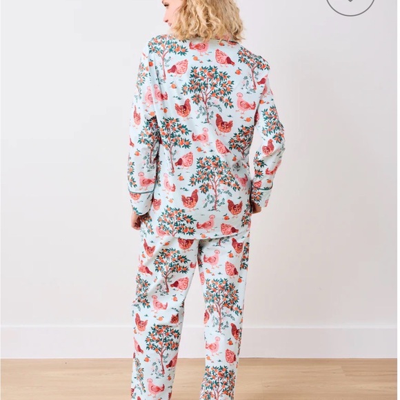 Printfresh Hen Pajamas with Chicken and Tree Print Cotton Set Retail $168 - Picture 3 of 10